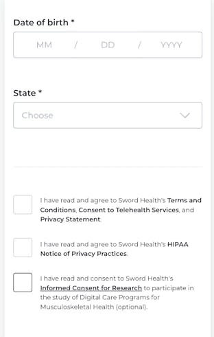 Sword health's user consent