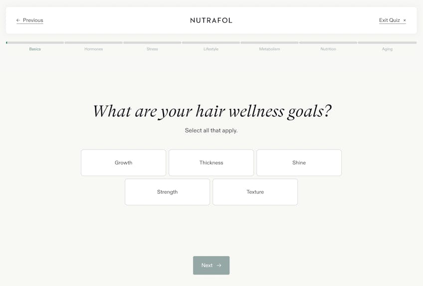 Nutrafol quiz design