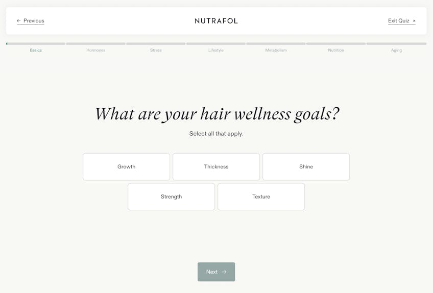 Nutrafol quiz design