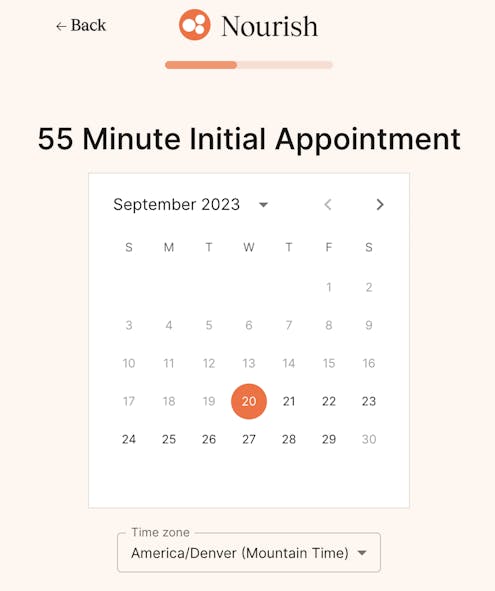 Nourish appointment scheduling - Formsort