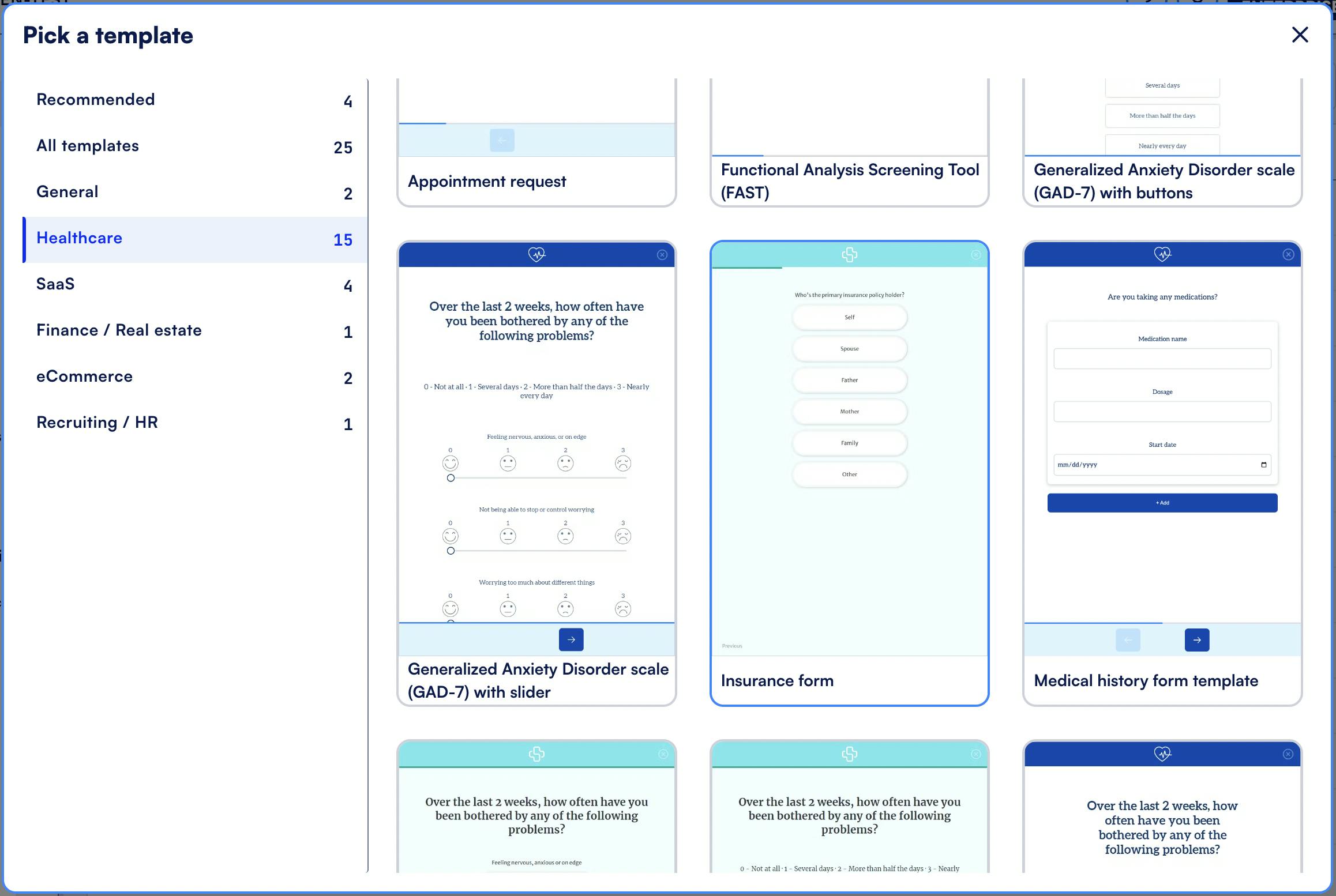 Formsort template gallery - medical history