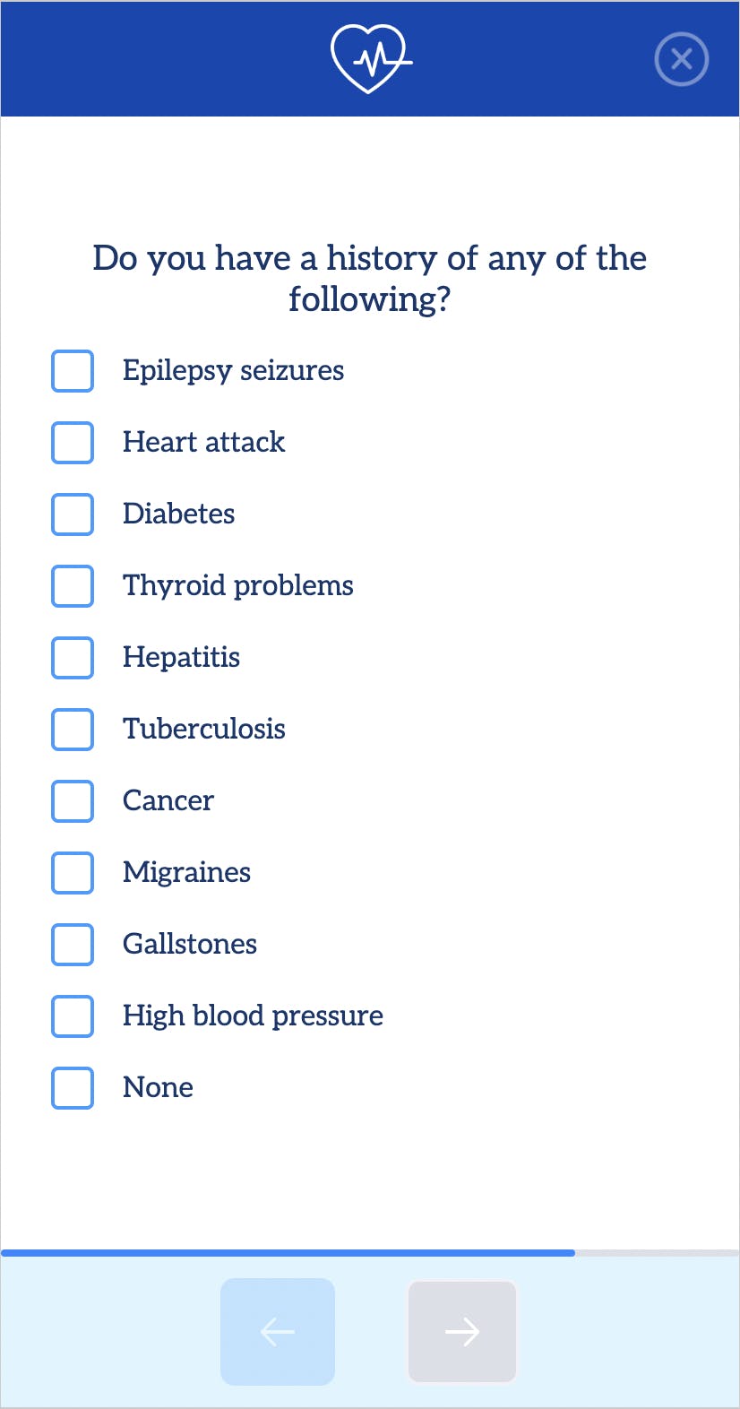 Formsort health history template