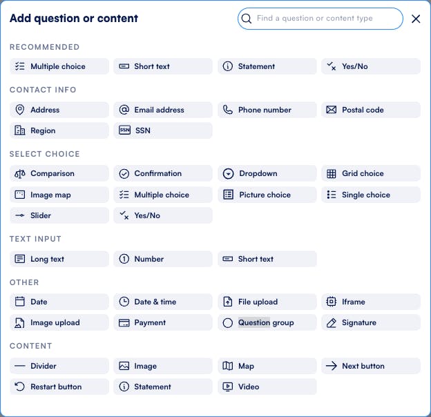question group - repeating questions