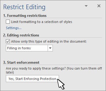 word restrict editing fillable forms