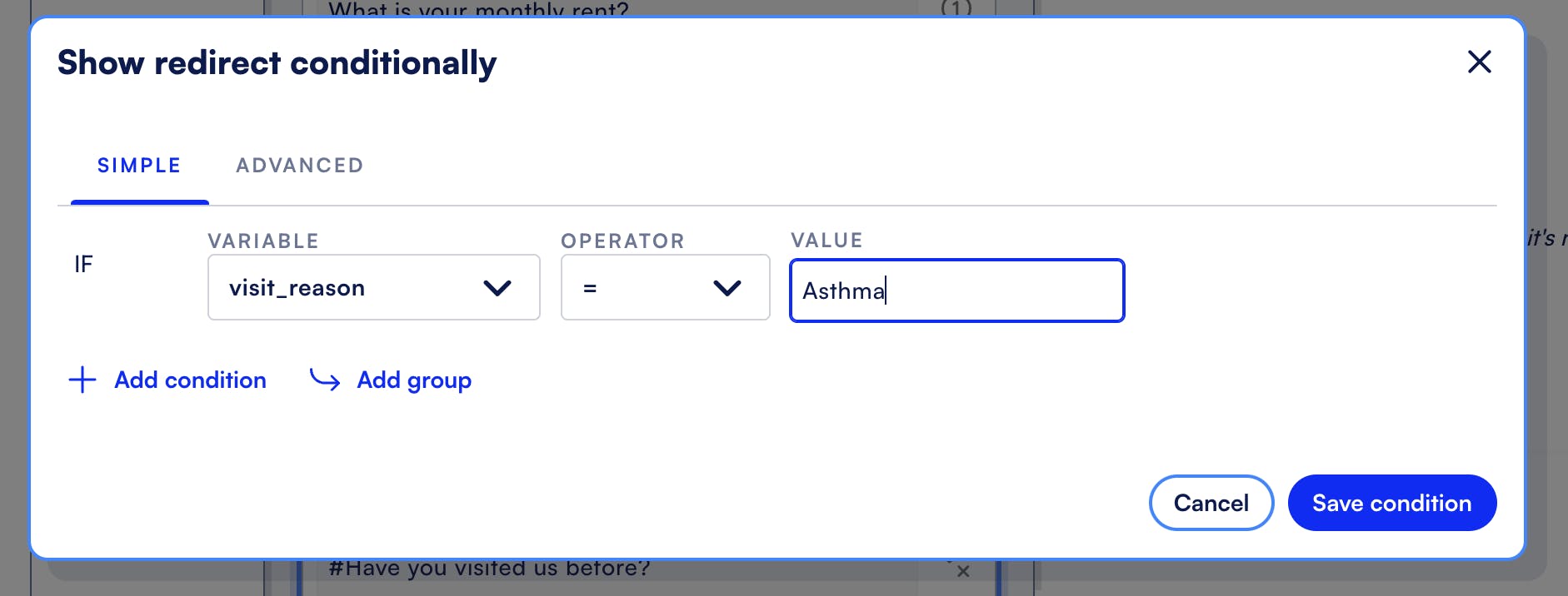 Formsort - redirect conditionally from a form