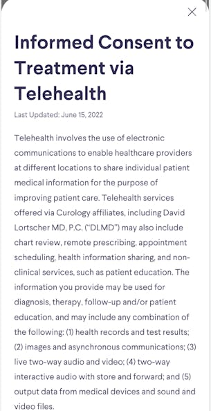 Curology's consent - telehealth