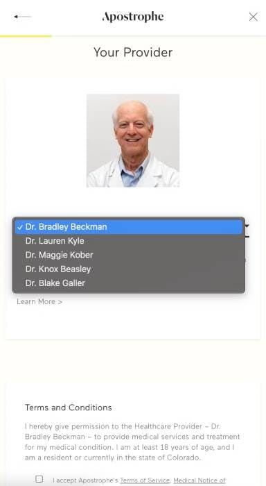 Apostrophe's dropdown - doctors