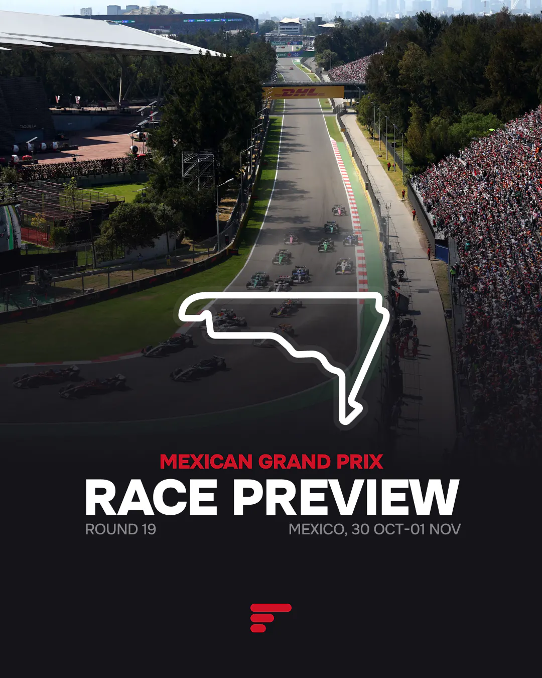 2026 Mexican Grand Prix preview cover with circuit outline, race photograph and October 30–November 1 dates.
