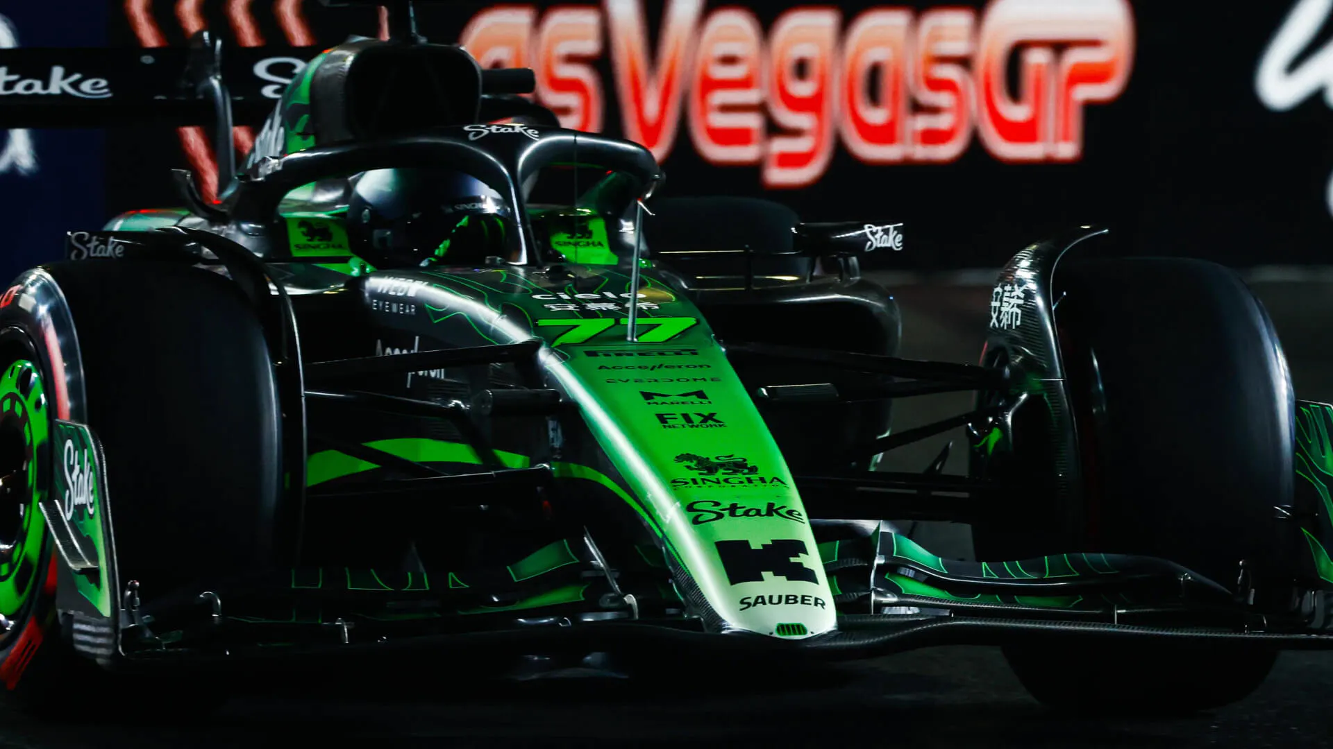 Focus on Kick Sauber F1 car at Las Vegas