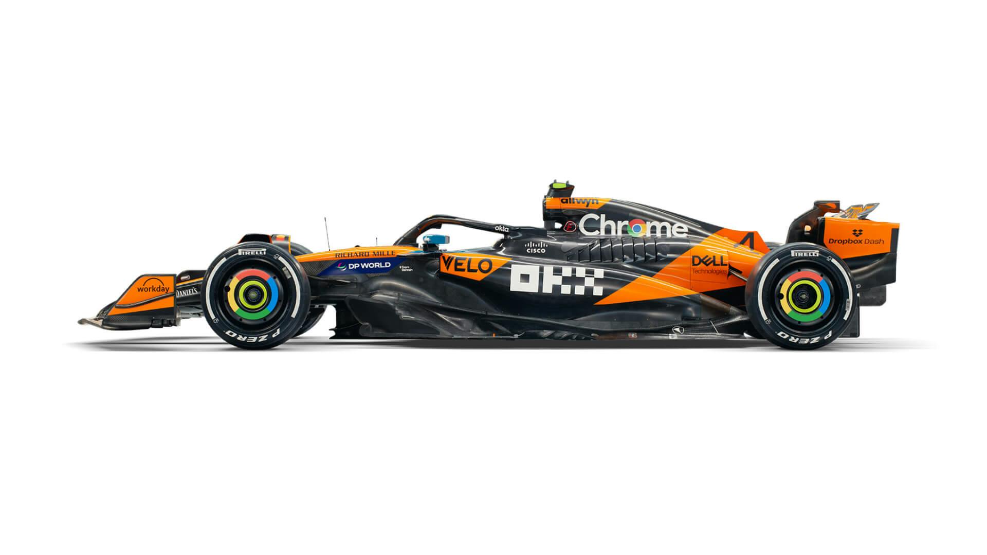 McLaren F1 MCL39 left front view 2025 new livery