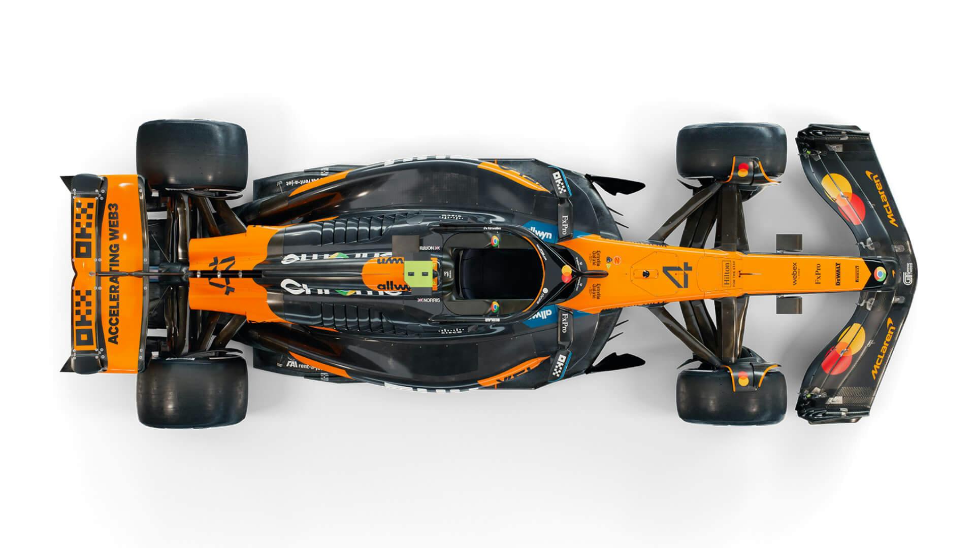 McLaren F1 MCL39 top view 2025 new livery