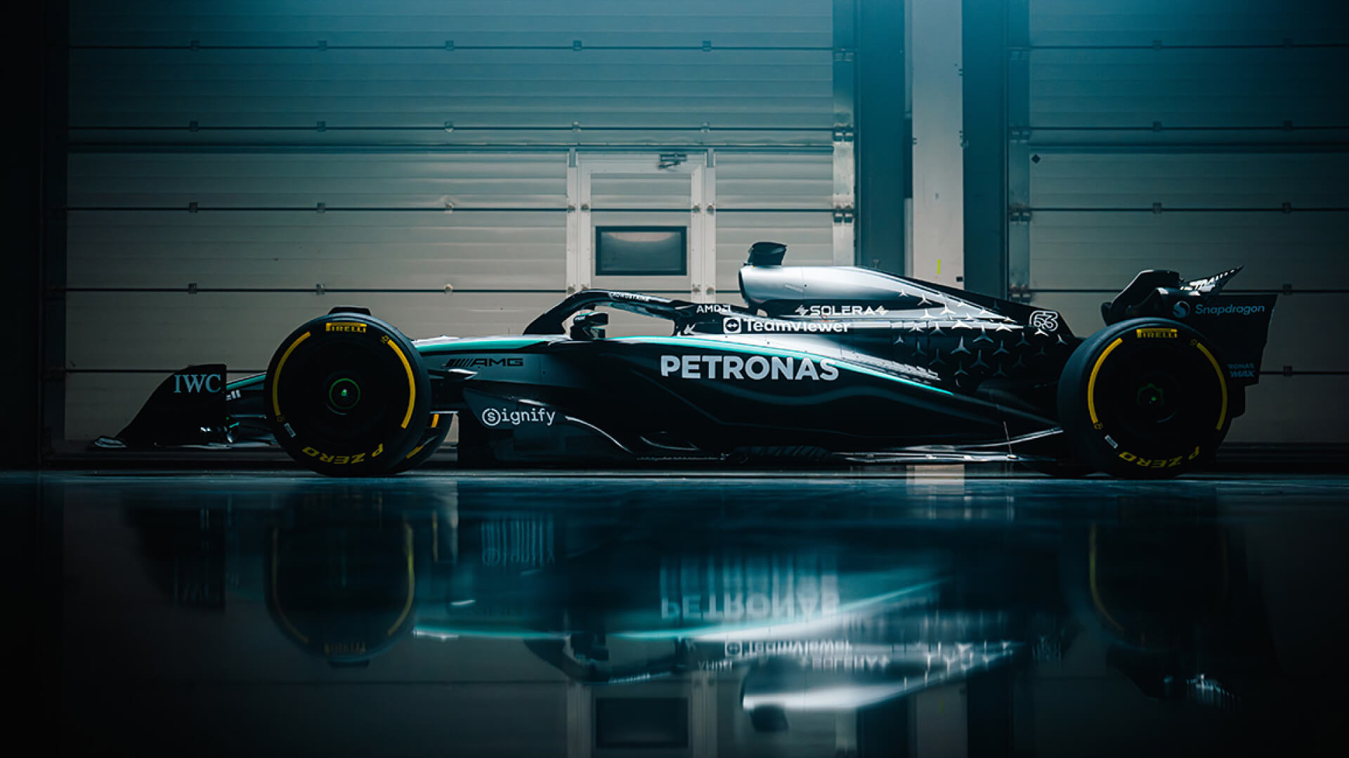 Mercedes F1 W16 side view 2025 new livery