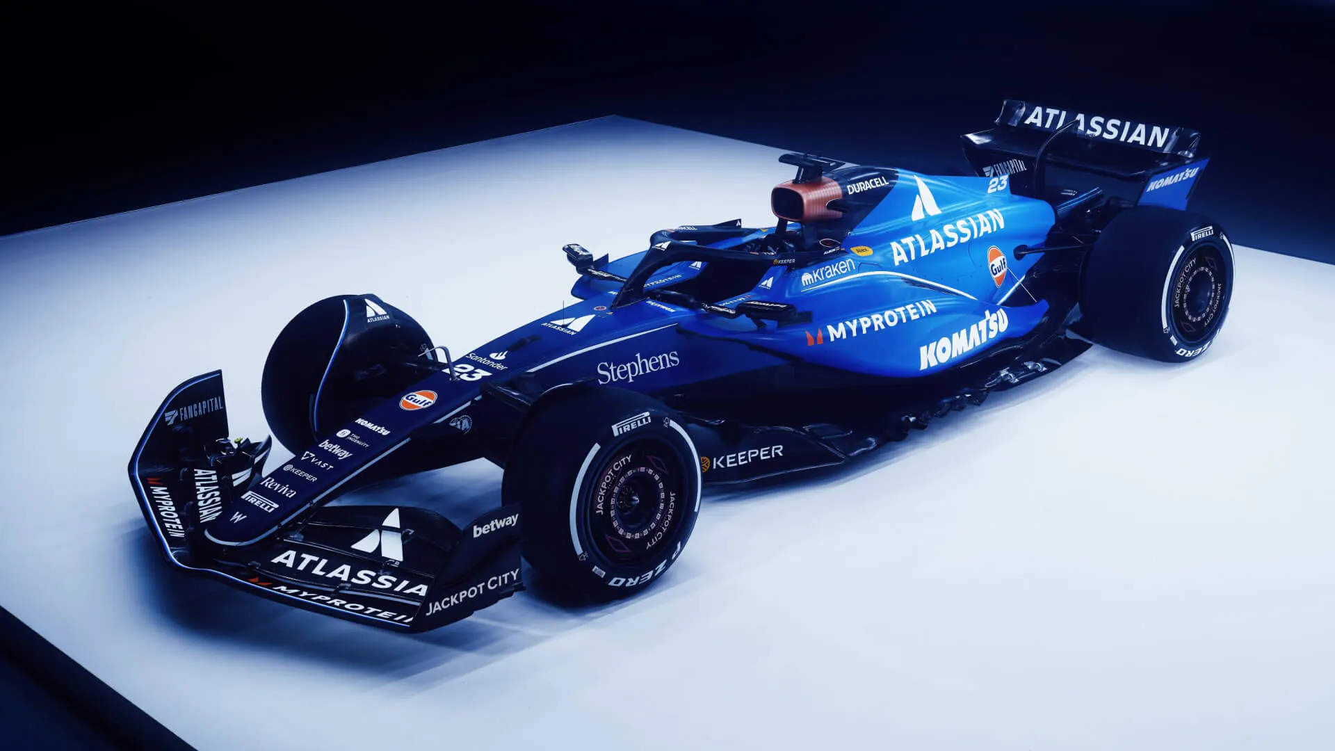 Williams F1 FW47 left front view 2025 new livery