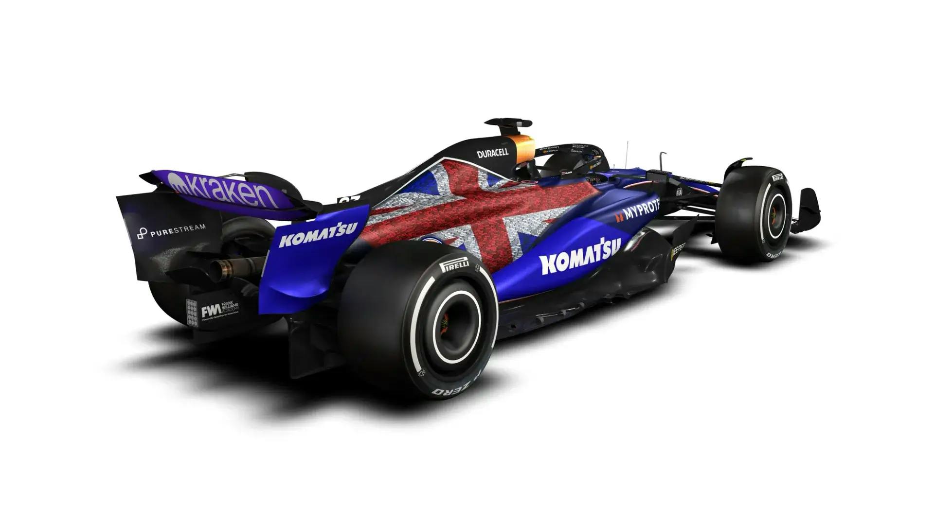 Rear 3:4 view of the FW46 special Livery for Silverstone