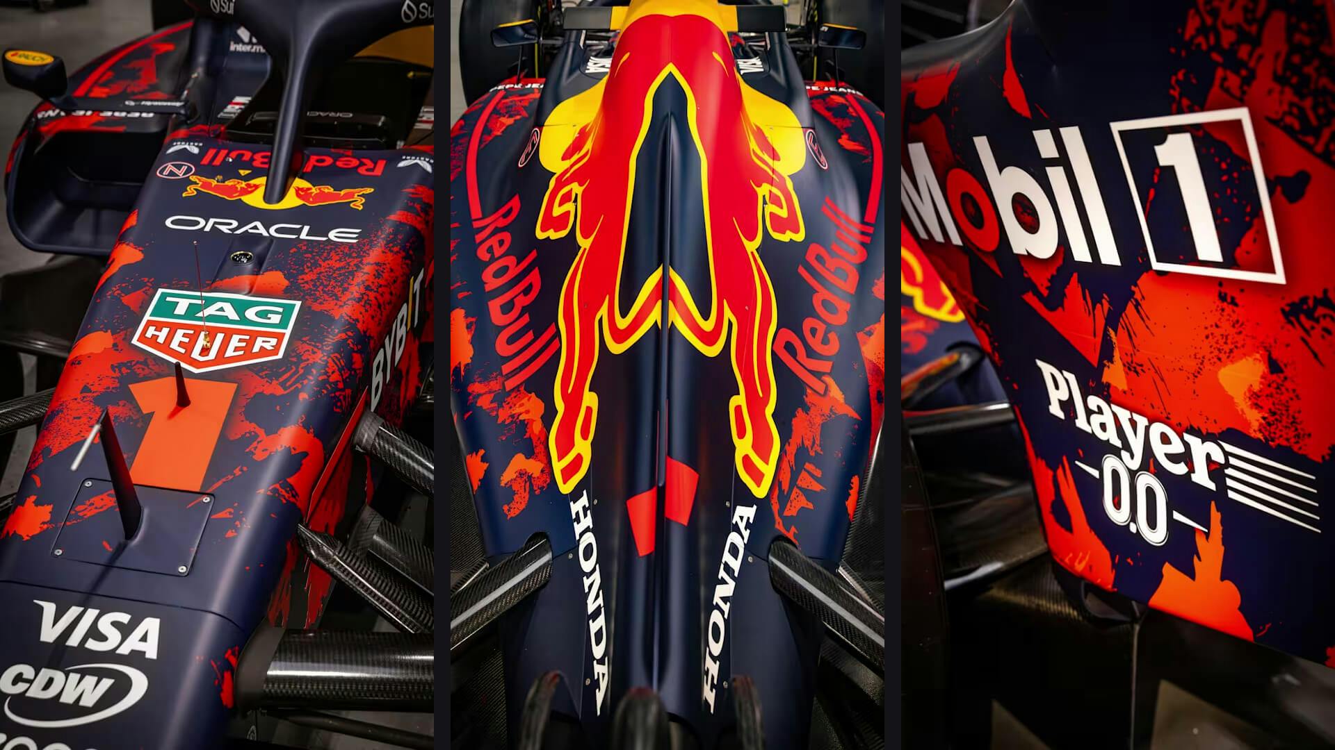 Focus on 3 different parts of the RB20 special Livery for Great Britain