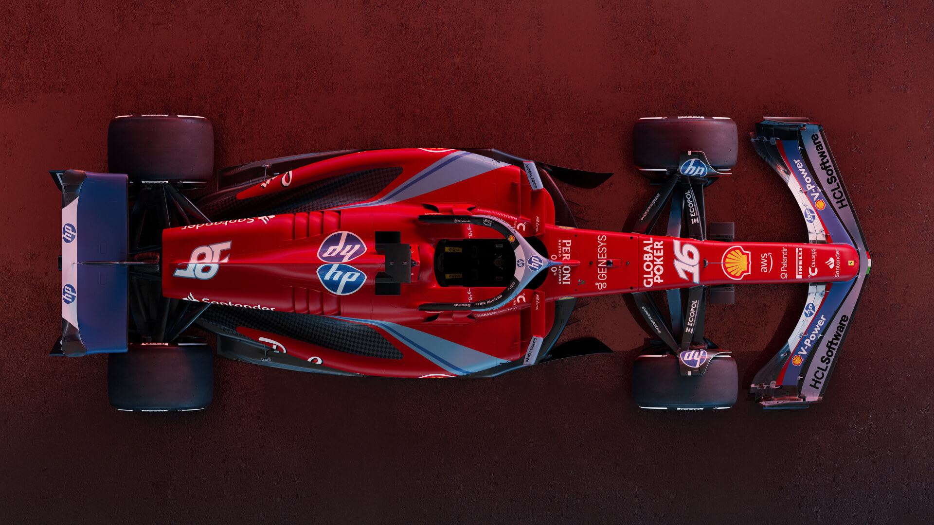 Top view of the SF-24 Ferrari Livery Miami GP (Leclerc's F1 car)