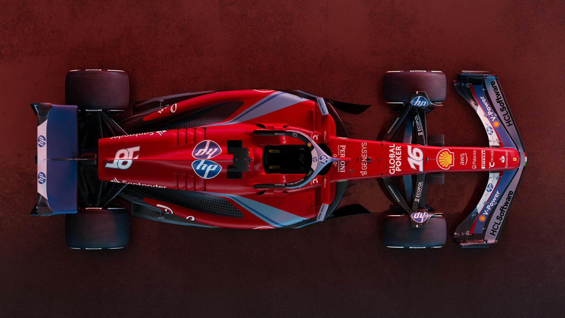 Top view of the SF-24 Ferrari Livery Miami GP (Leclerc's F1 car)