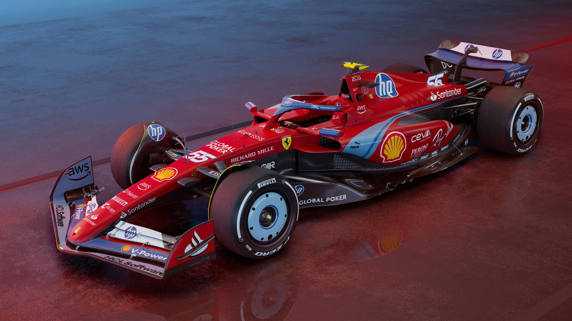 3:4 front view of the SF-24 Ferrari Livery Miami GP (Leclerc's F1 car)