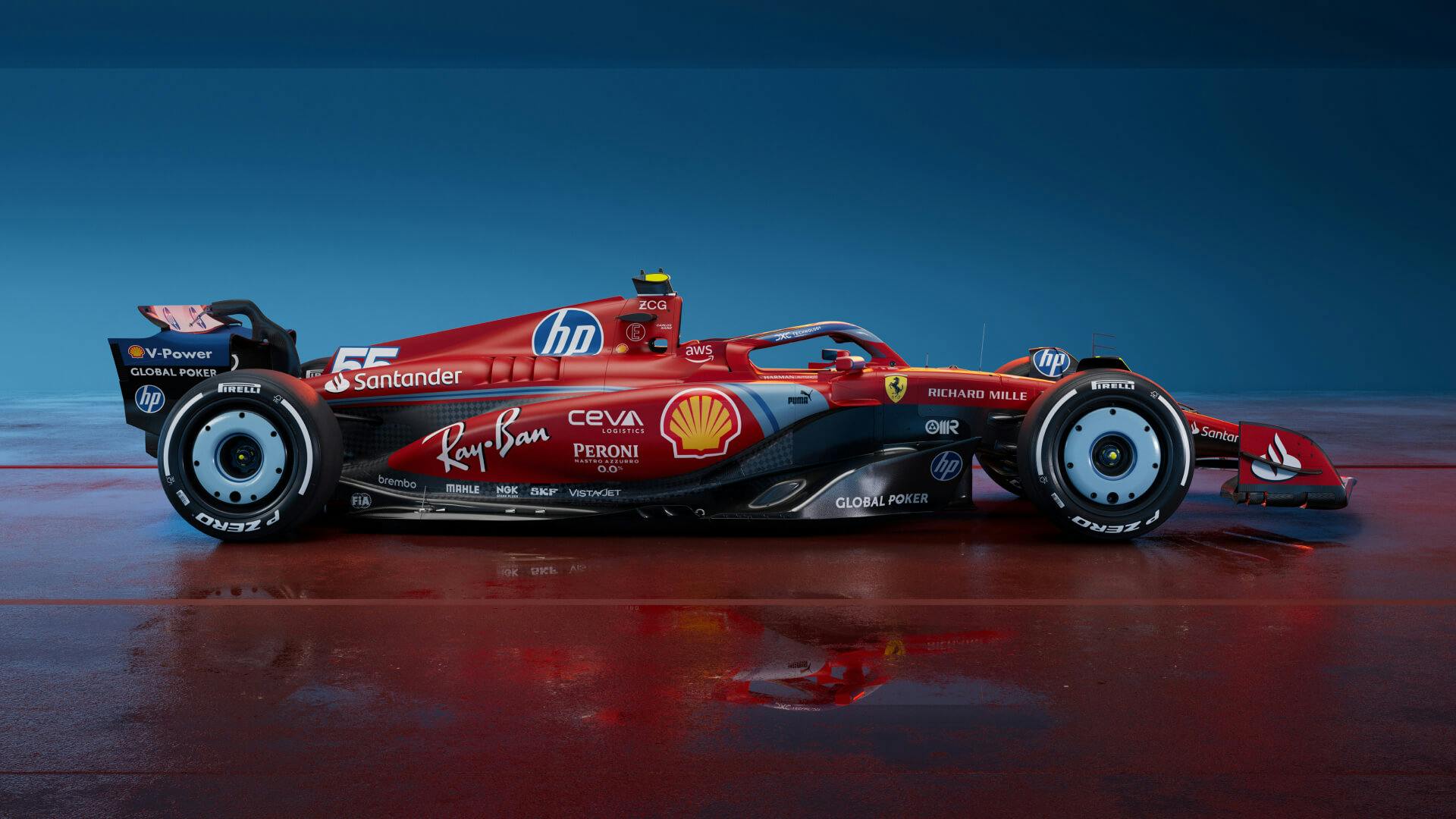 Right side view of the SF-24 Ferrari Livery Miami GP (Sainz's F1 car) 