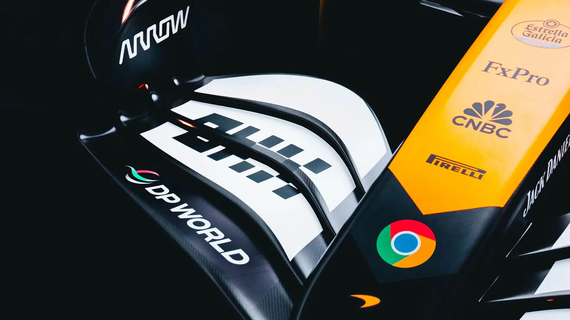 View on the front wing of the McLaren MCL38 Reborn Livery for Singapore Grand Prix