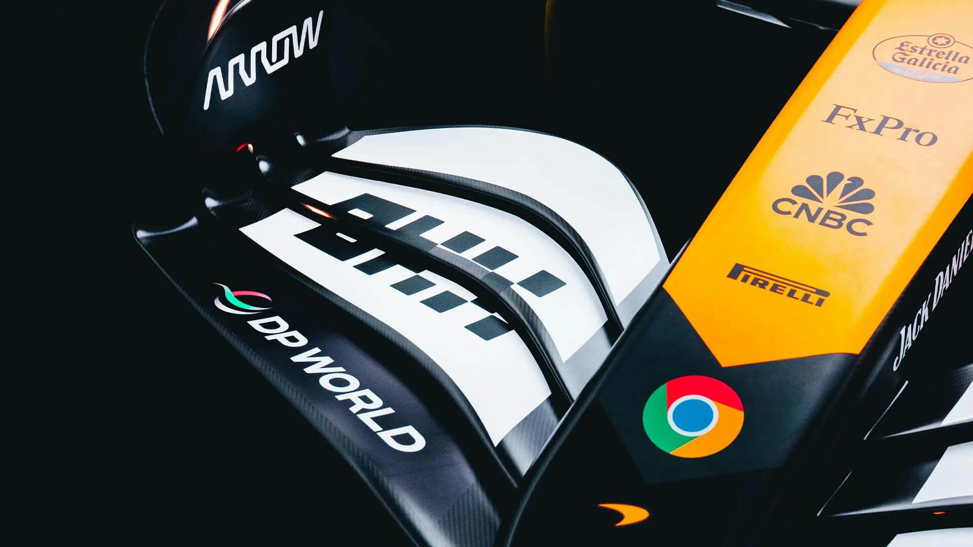View on the front wing of the McLaren MCL38 Reborn Livery for Singapore Grand Prix