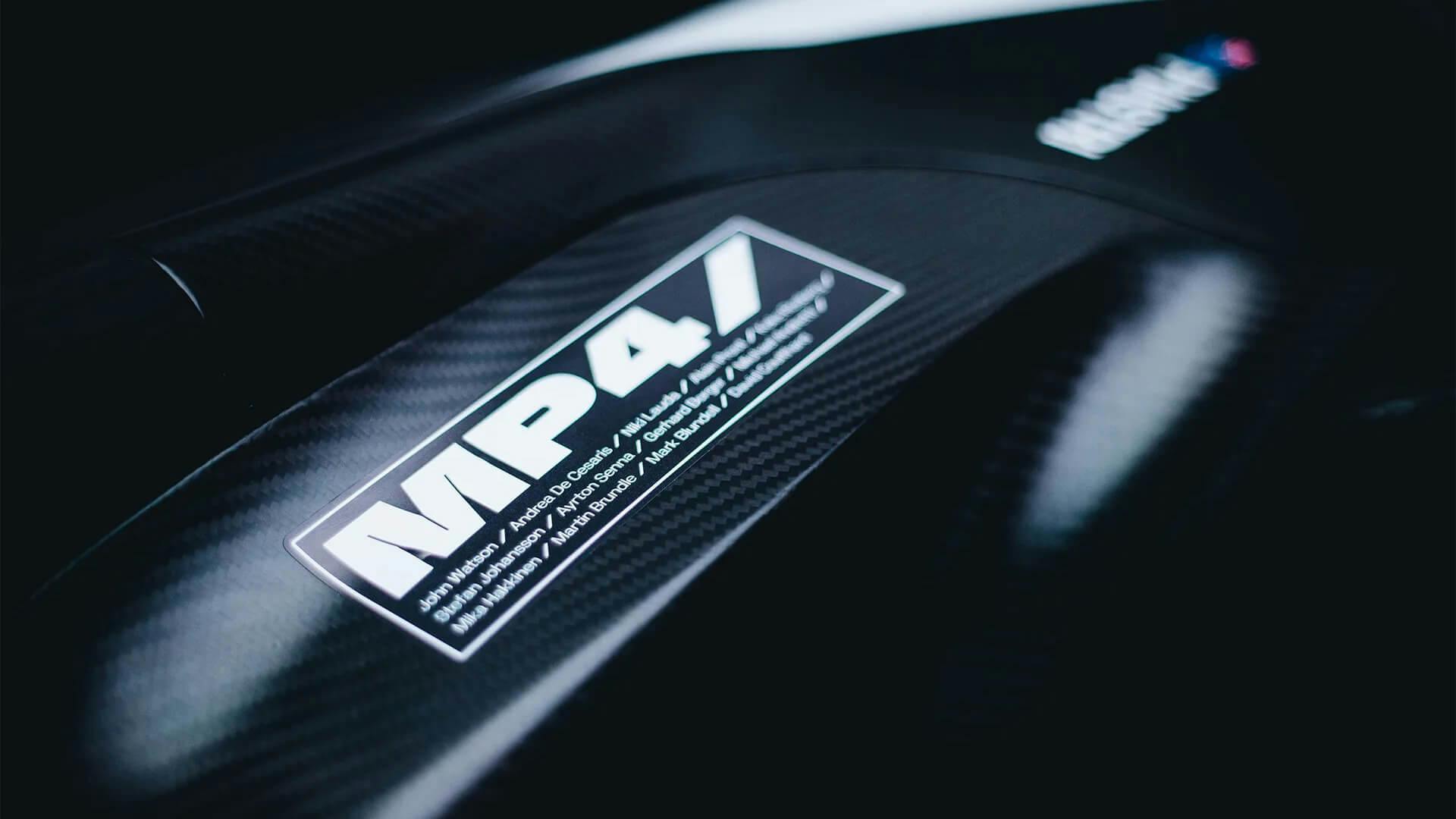 Focus on MP4 sticker of the McLaren MCL38 Reborn Livery for Singapore Grand Prix