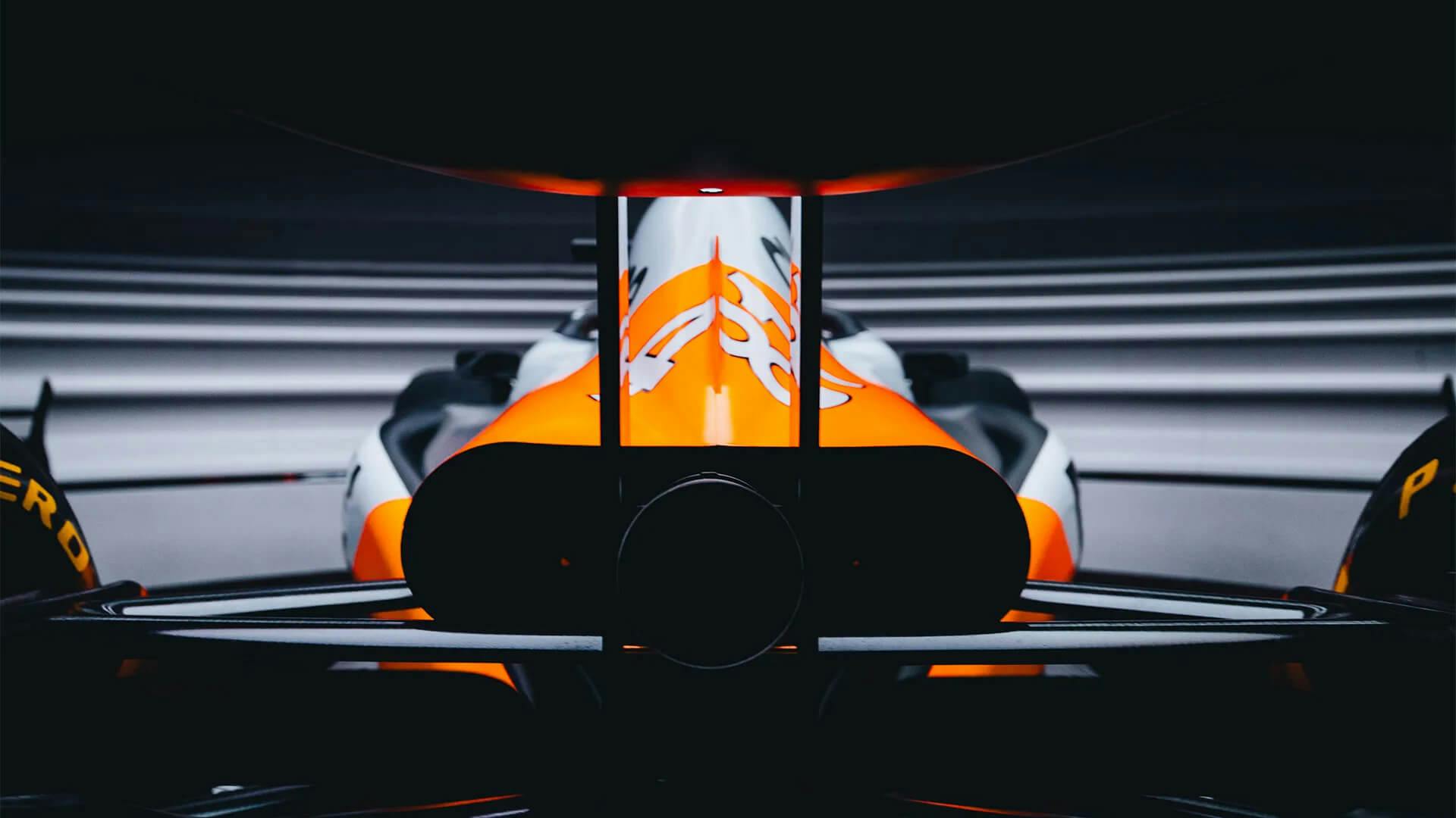 Rear view of the McLaren MCL38 Reborn Livery for Singapore Grand Prix