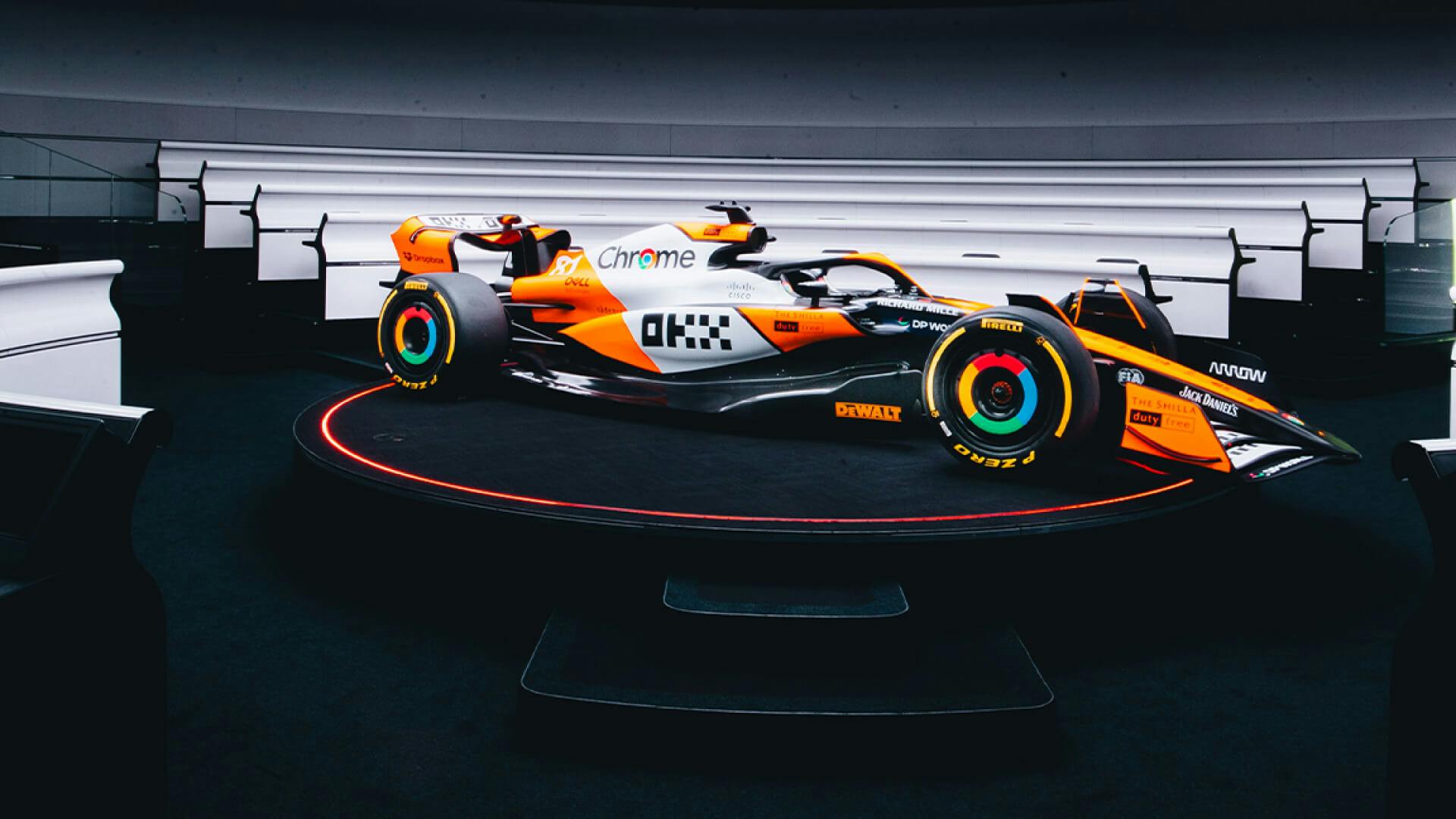 Side view of the McLaren MCL38 Reborn Livery for Singapore Grand Prix