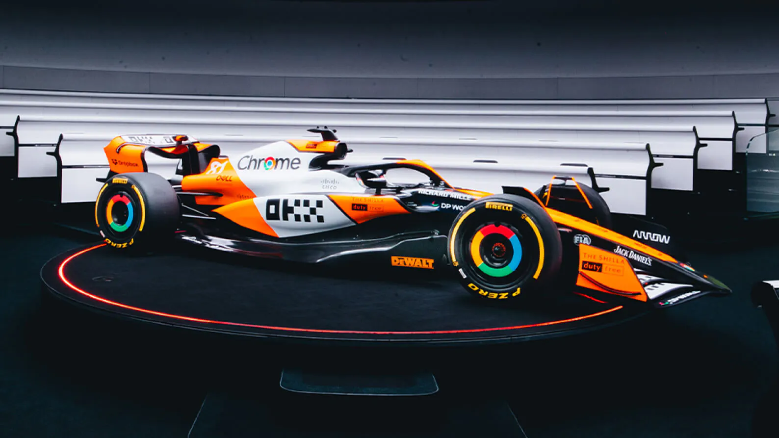 Side view of the McLaren MCL38 Reborn Livery for Singapore Grand Prix