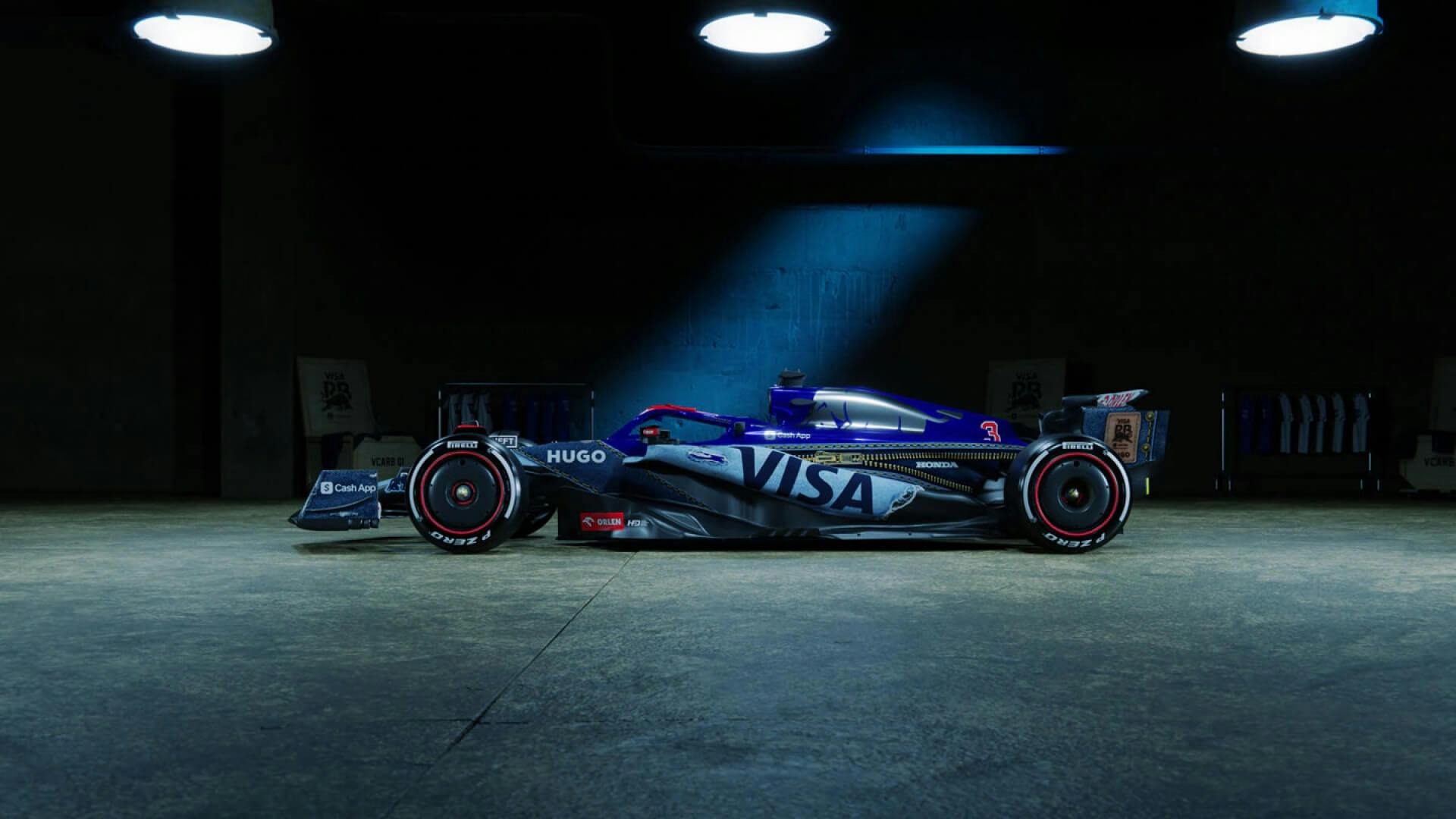 Left side view of the Racing Bulls special livery for Singapore GP