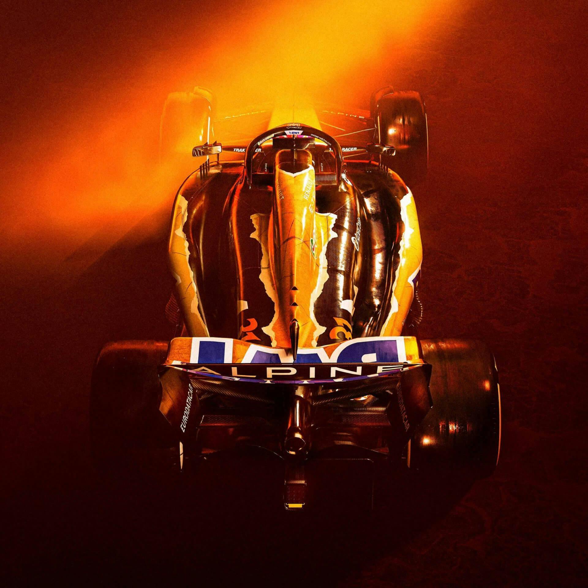 Rear view on the Alpine F1 A524 Indiana Jones special Livery for 2024 United States Grand Prix
