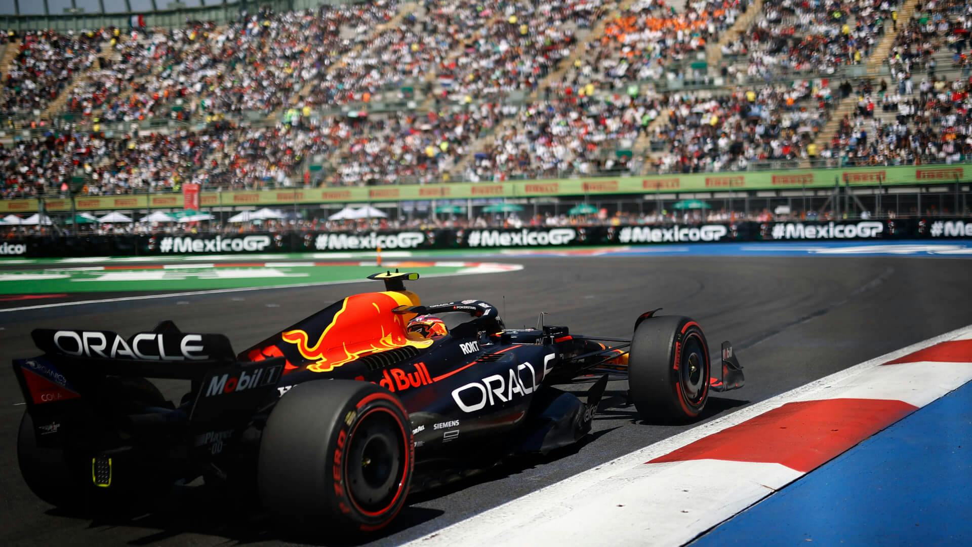 Perez in the stadium during the 2023 Mexican GP