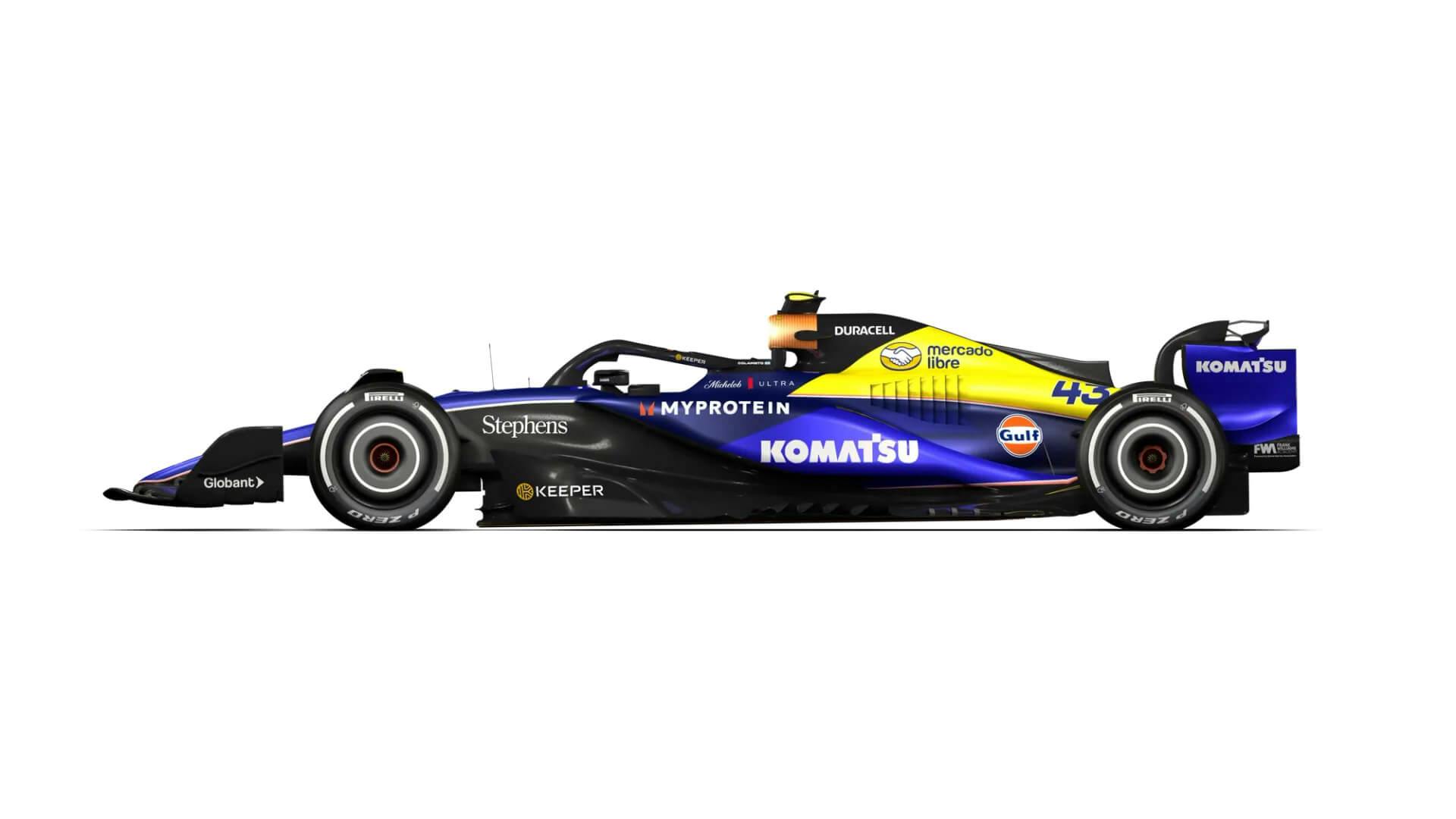 Side view of the Williams special livery for 2024 Mexican and Brazilian GP