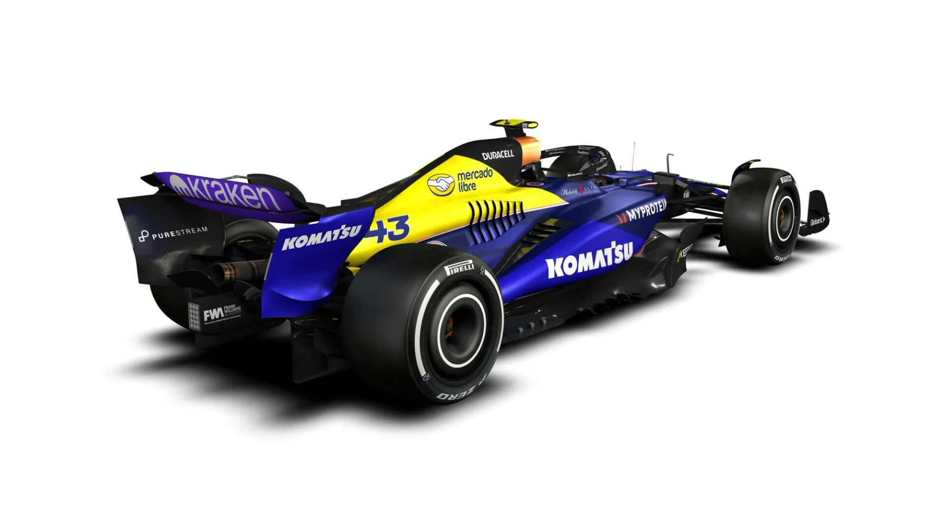 3:4 rear view of the Williams special livery for 2024 Mexican and Brazilian GP