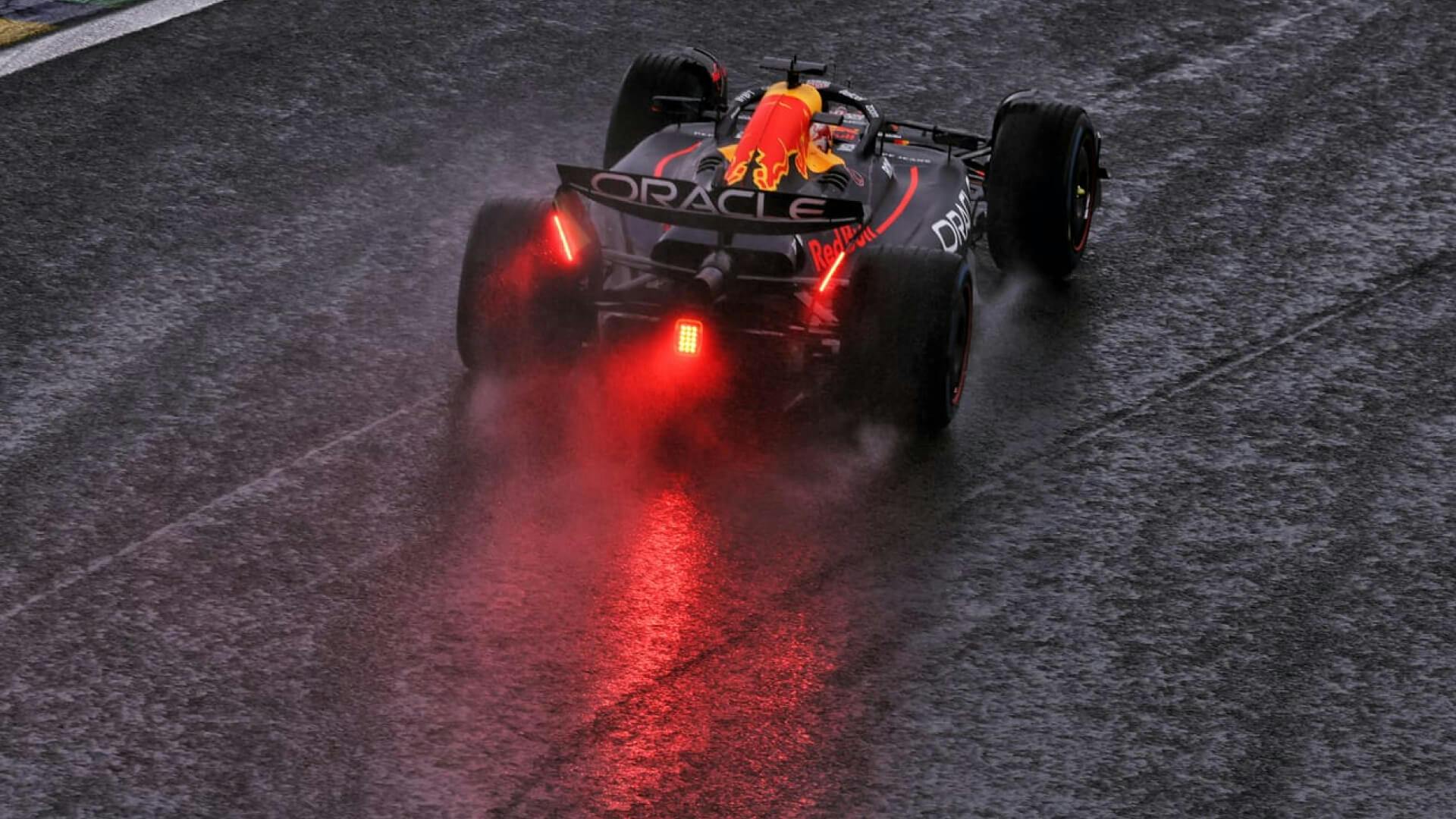 Focus on Max Verstappen in heavy rain conditions