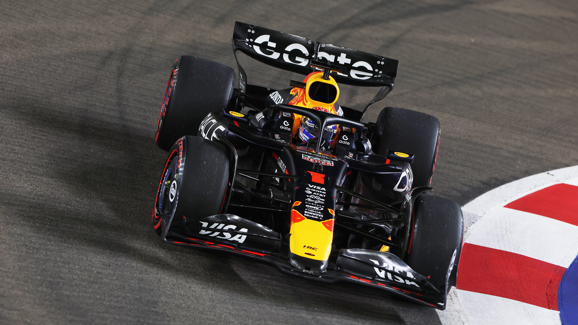 Max Verstappen driving the Red Bull RB21 with a new Front Wing at the Singapore Grand Prix.