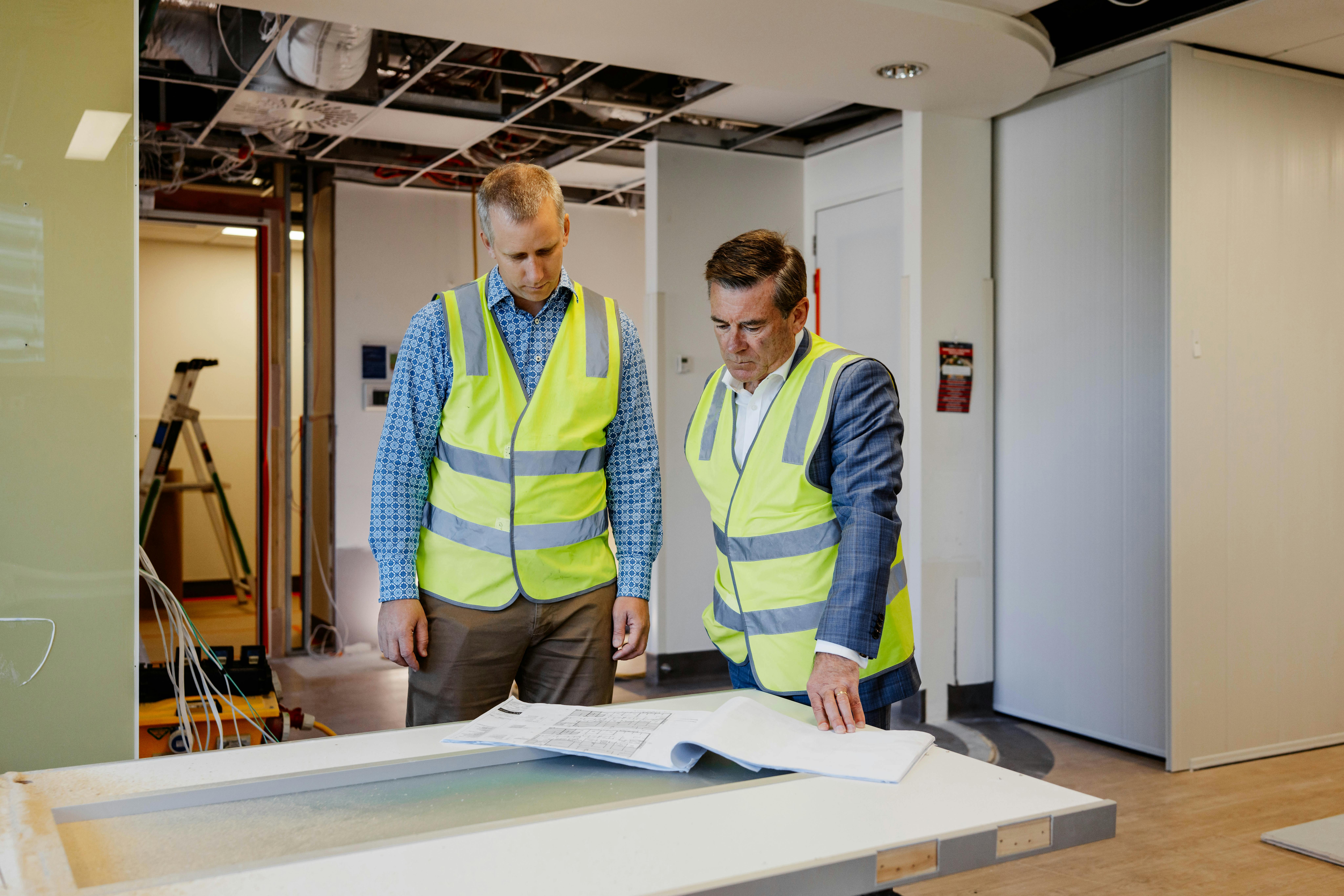 A picture of Forté Infrastructure Development Manager Mike Rowe with Forté CEO Michael Woodhouse in what will be the new theatre.