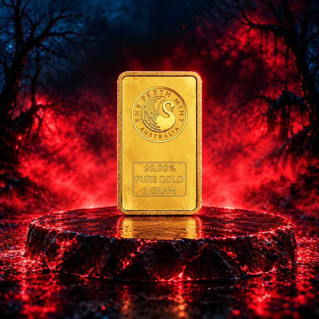 1g Perth Mint Stranger Things Gold Bar Back