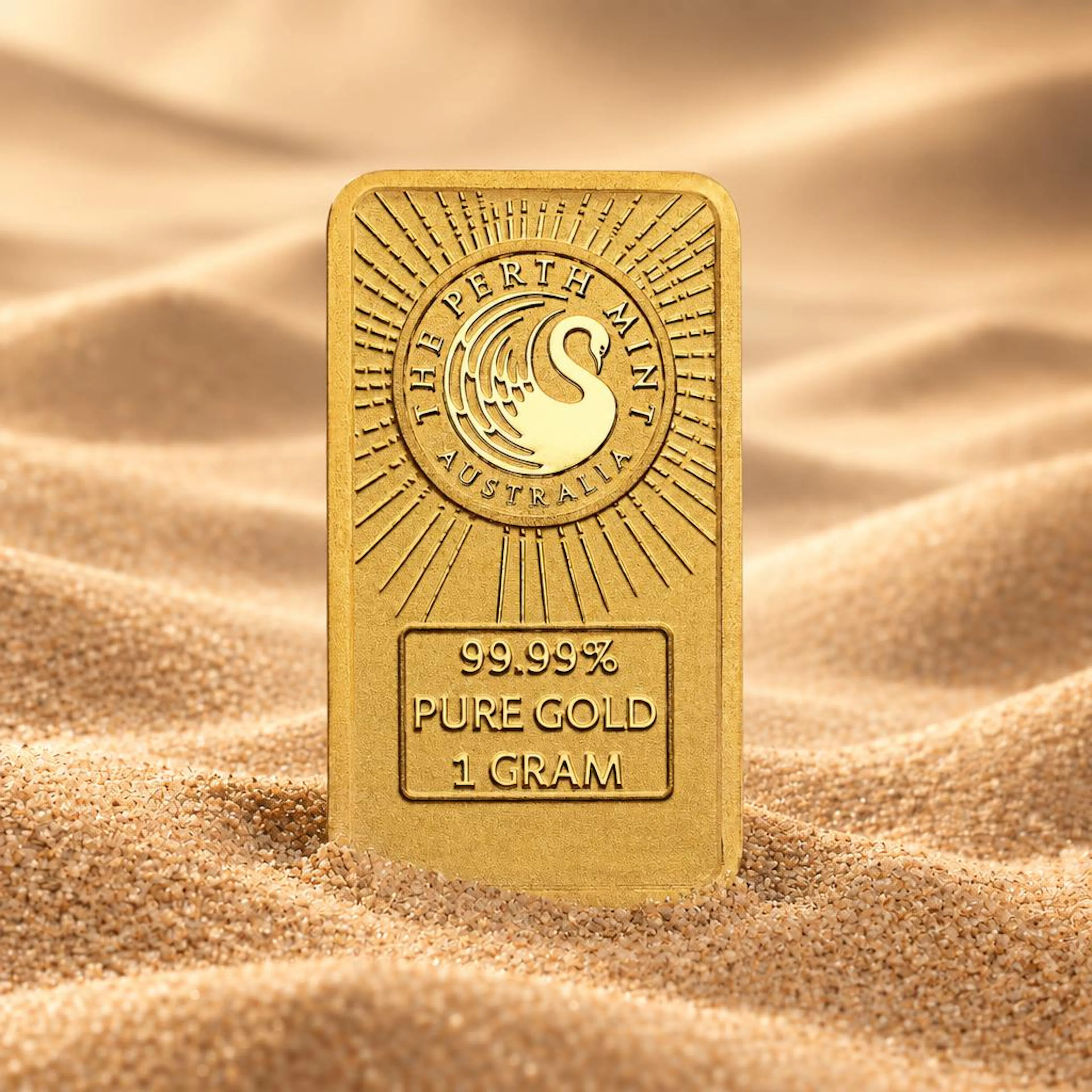 1g Perth Mint Dune Gold Bar Back
