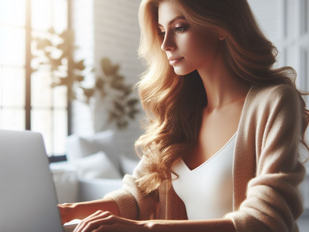A beautiful woman shopping online.