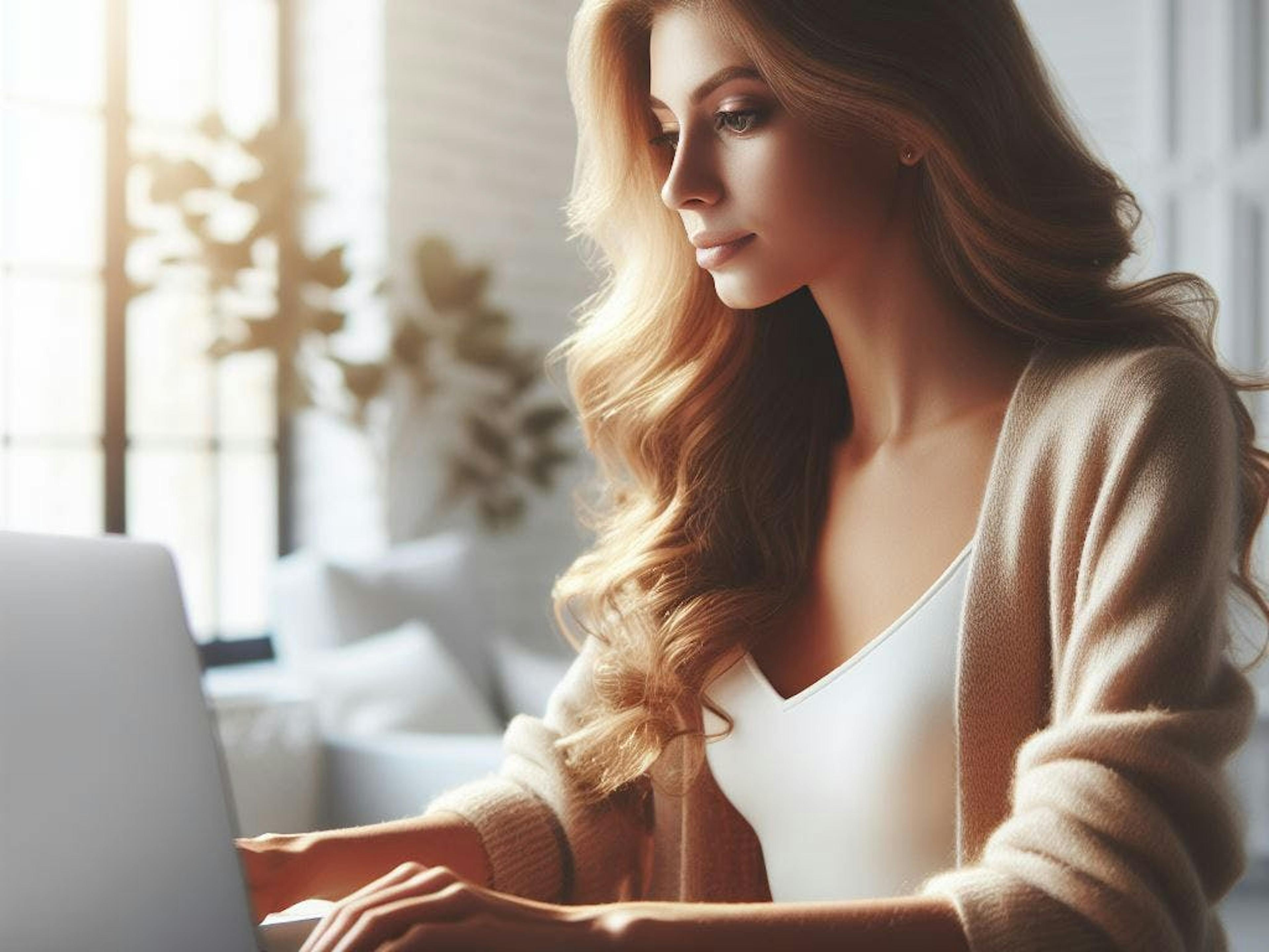 A beautiful woman shopping online. 