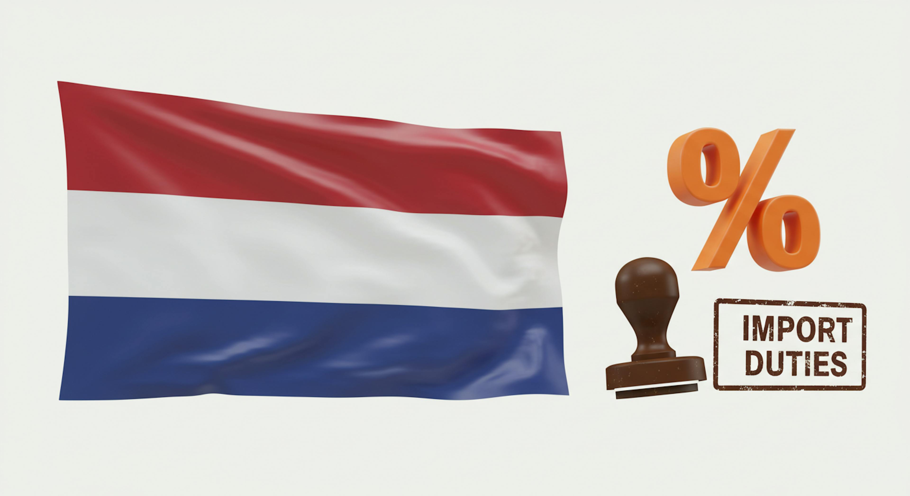 Icons representing Netherlands VAT and import duties relevant to shipping packages from the US."