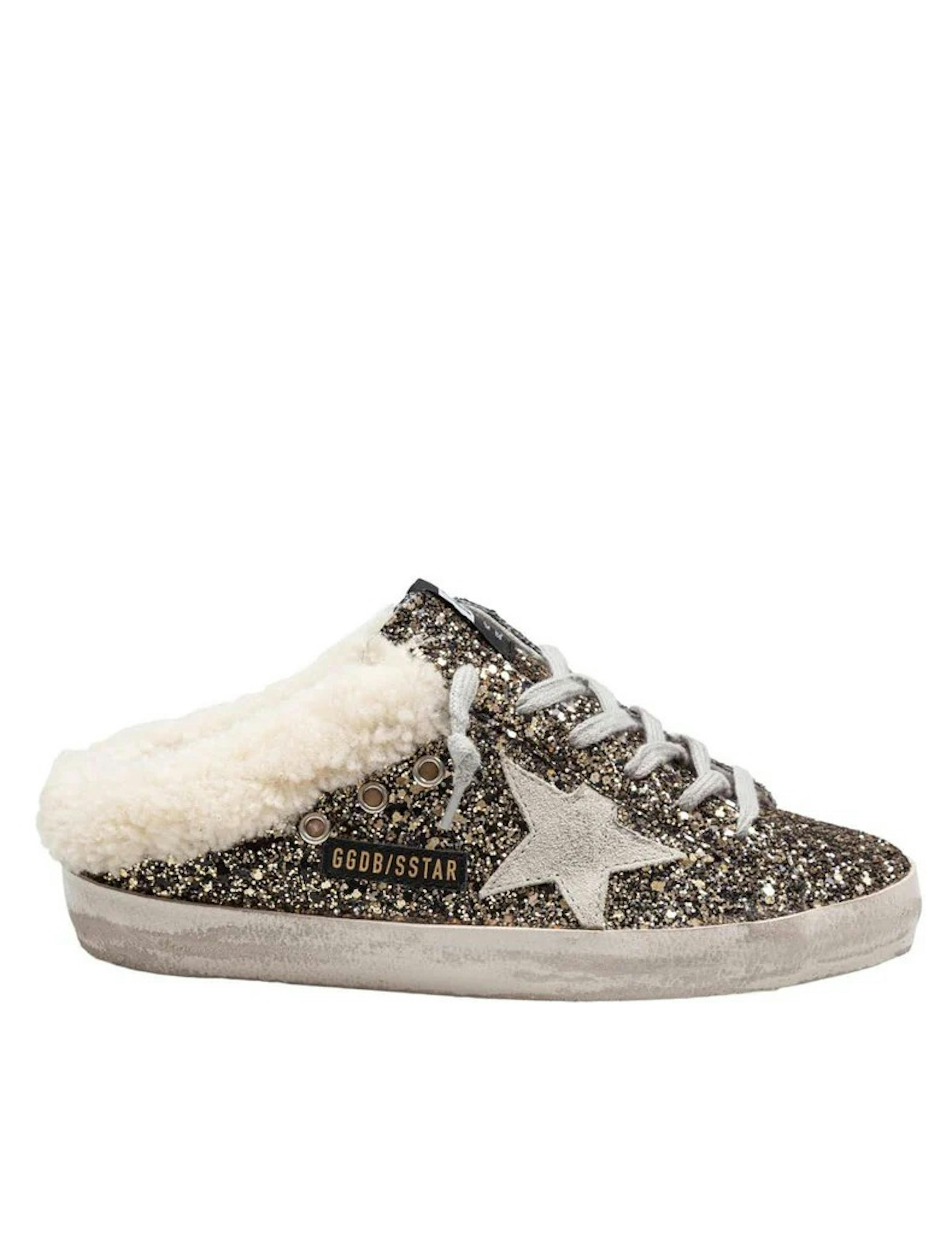 Golden Goose Leather Clogs Covered With Glitter