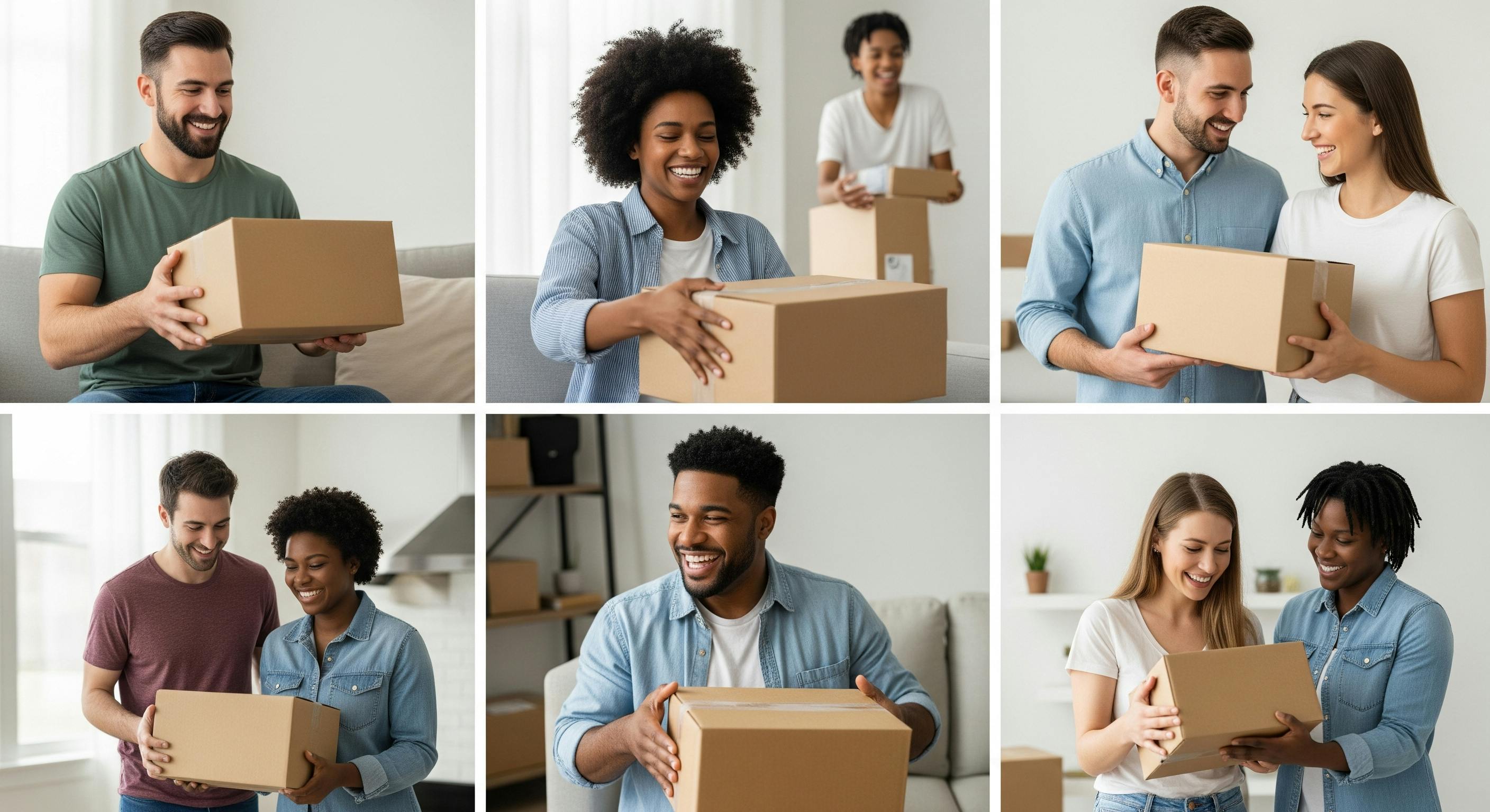 Different people holding packages that shipped from US via Forwardme.