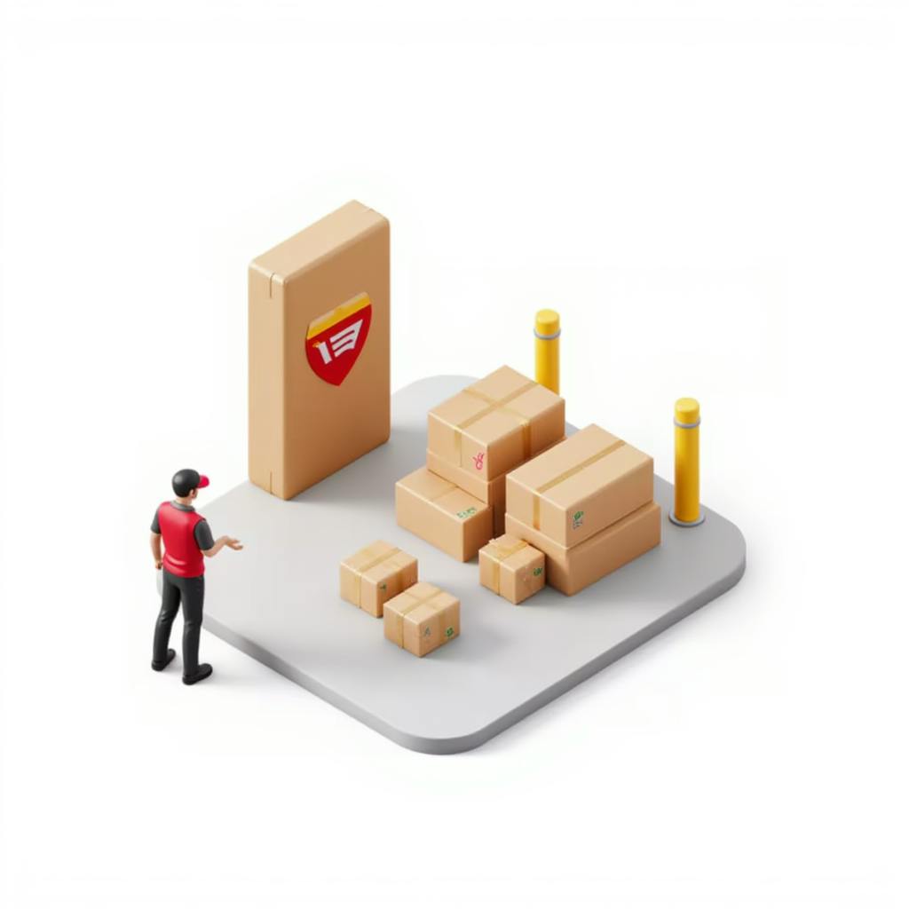 package delivery by courier, package at customs to be clear by customs officer