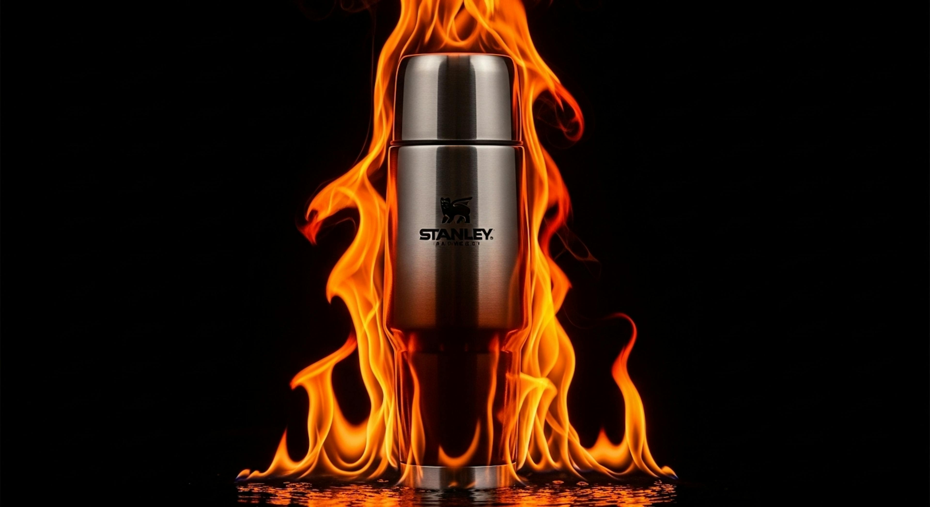Stanley drinkware cup on fire 