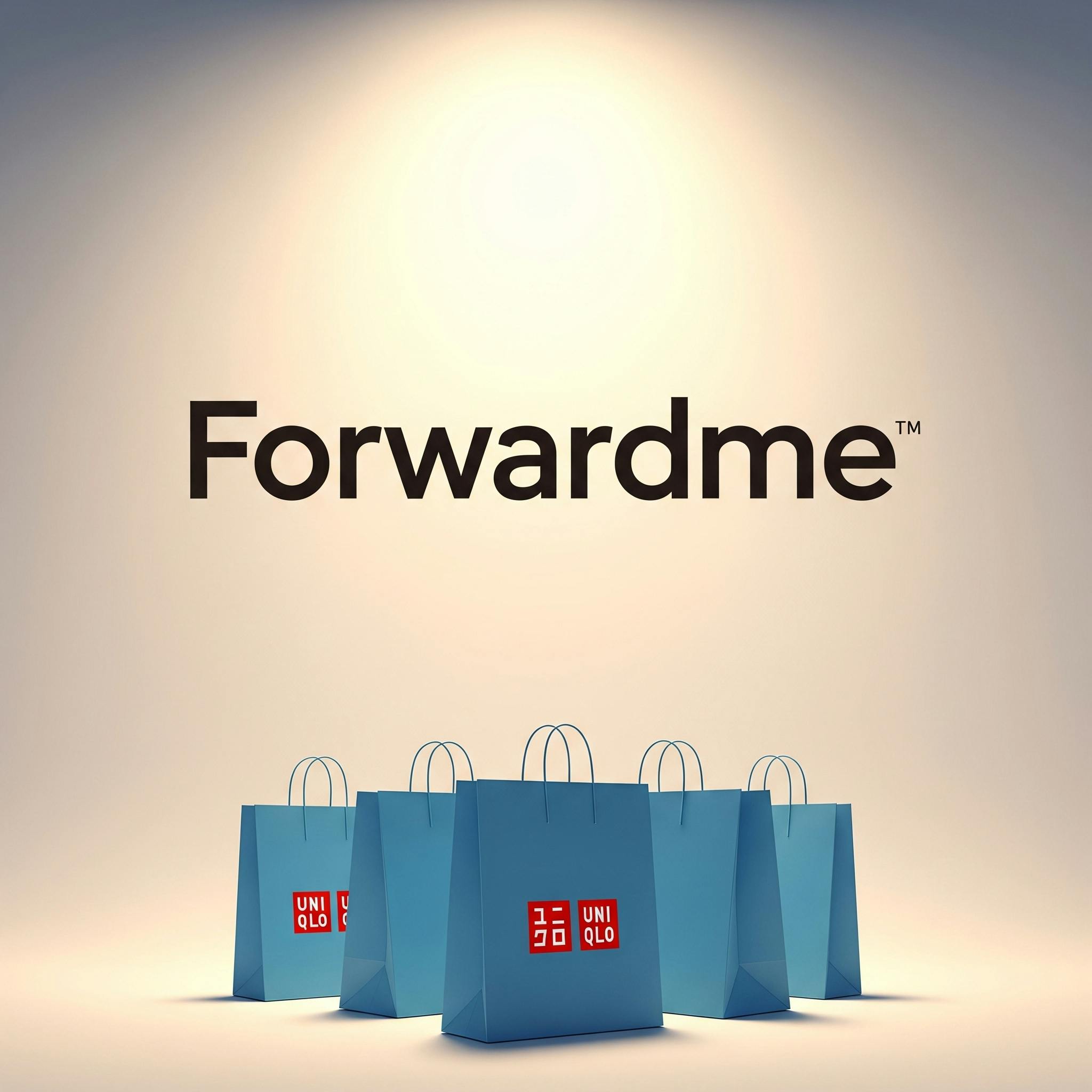 Uniqlo packages with Forwardme written above it.