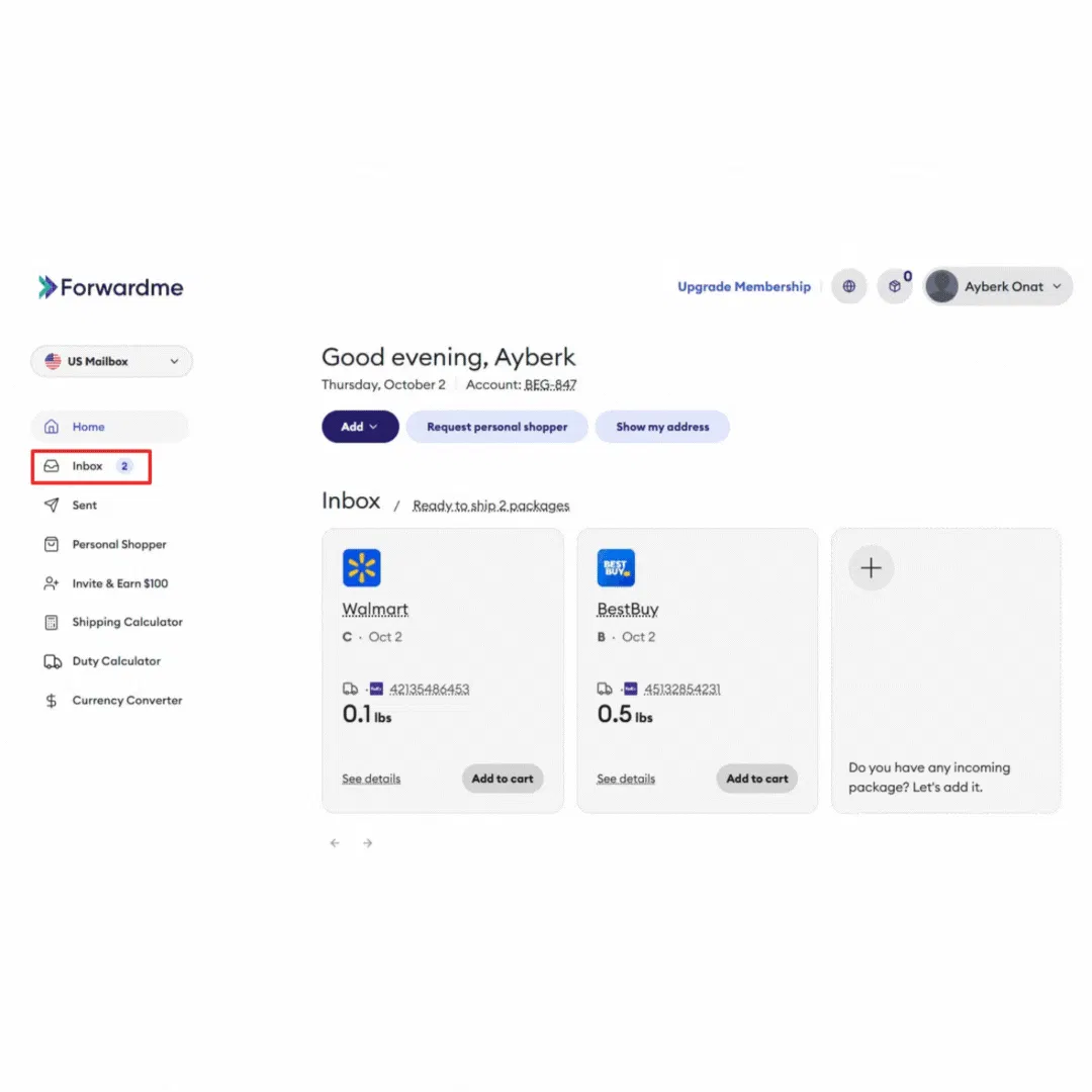 Process of placing a request on Forwardme.
