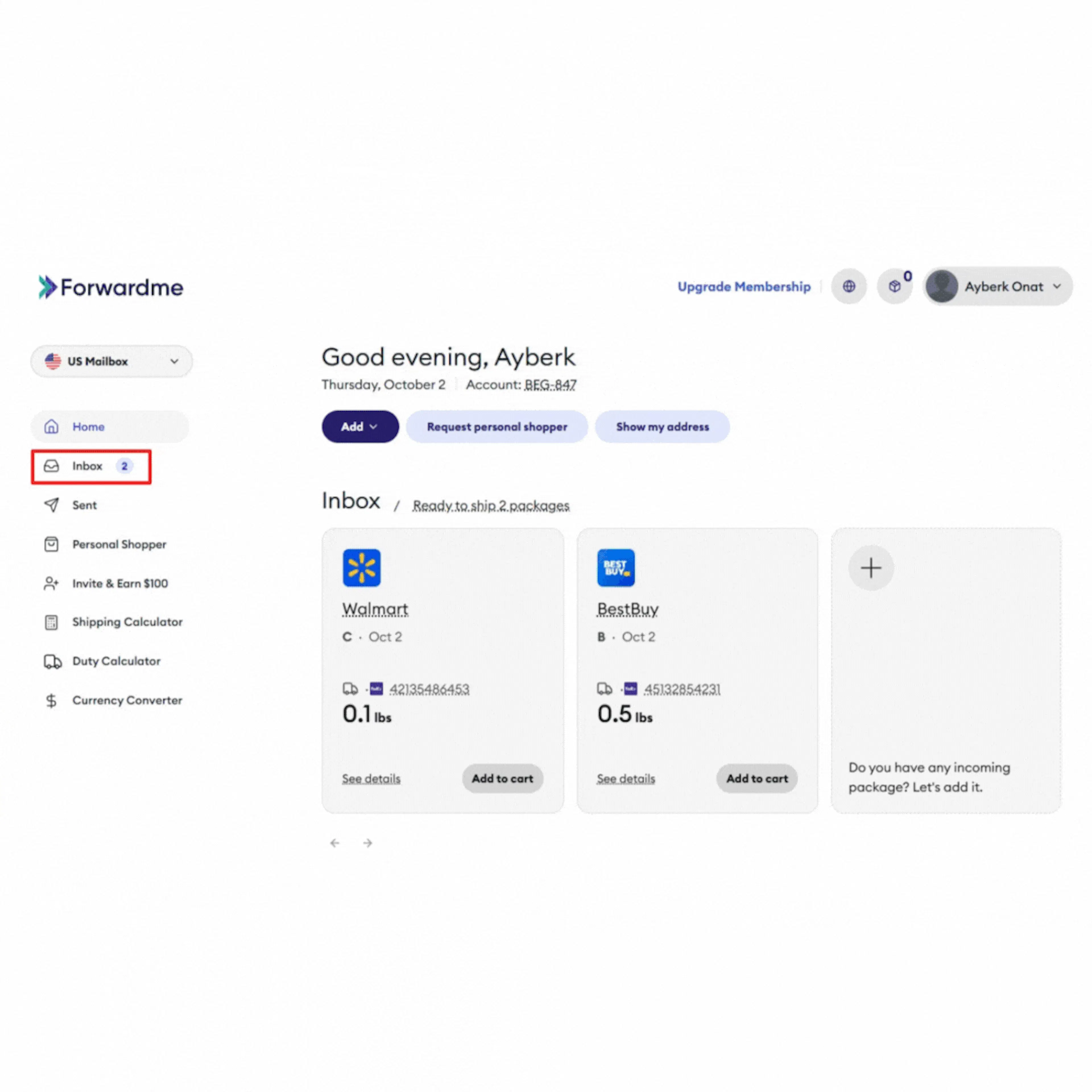 Process of placing a request on Forwardme. 