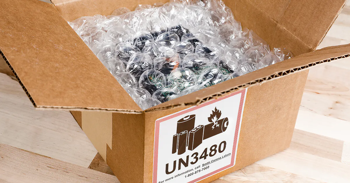 A UN3480 labeled package.